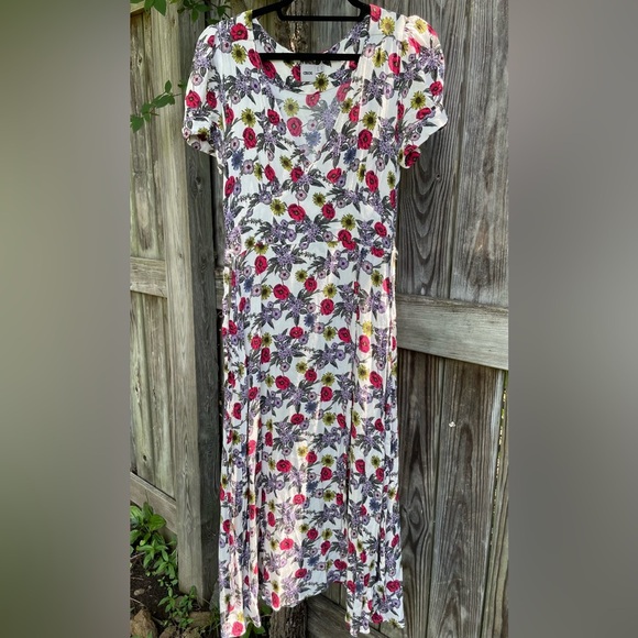 ASOS Floral V-Neck Dress with Red and Purple Accents - Picture 1 of 4